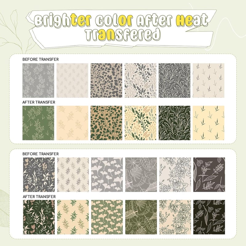 HTVSTD Green Sublimation Transfer Ink Paper - 12sheets 12" x 10" Boho Style Patterned Sublimation Transfer Sheets for Tumbler Mugs DIY Sublimation Patterned Paper - Image 2